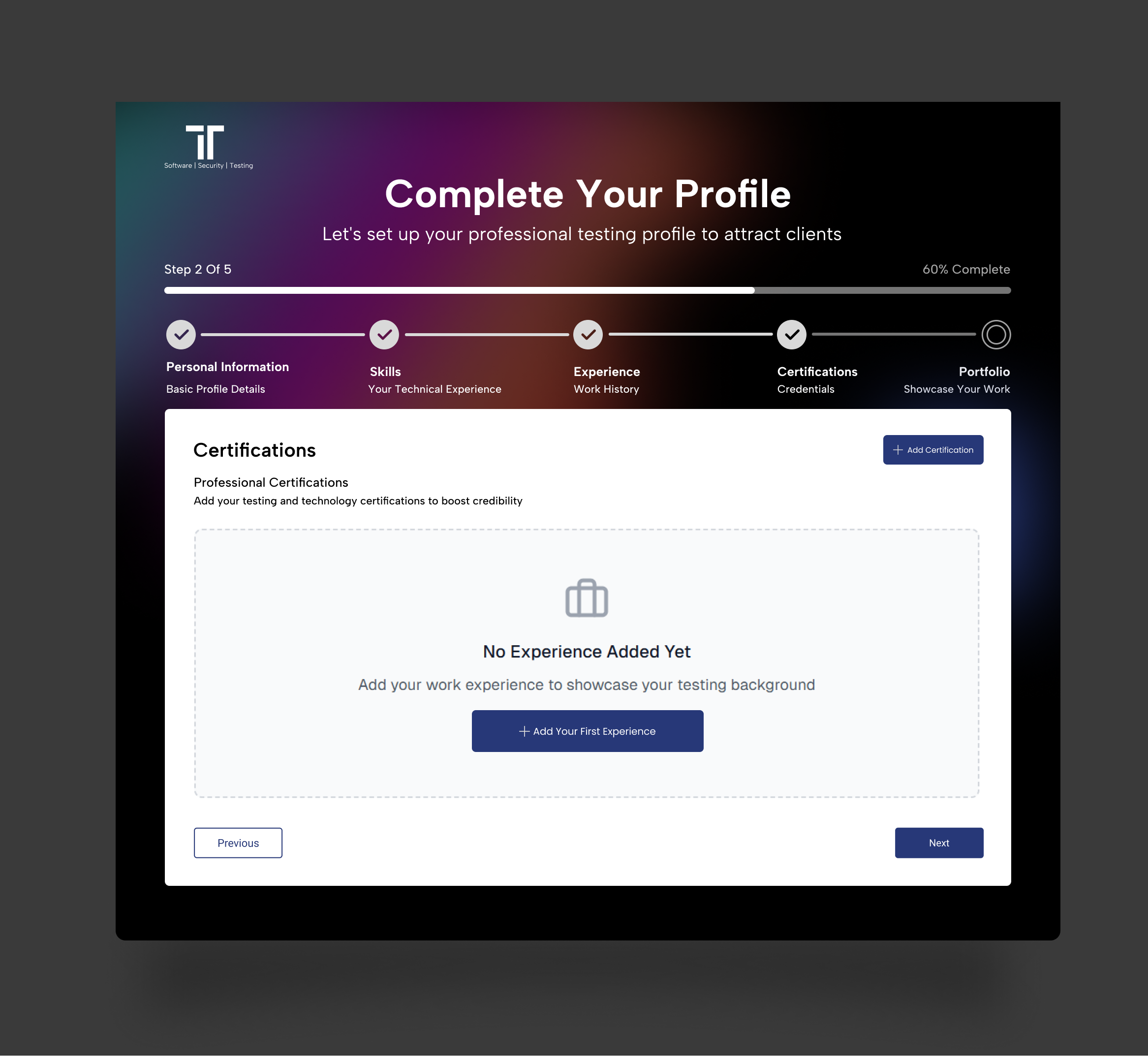 iTester device lab verification screen